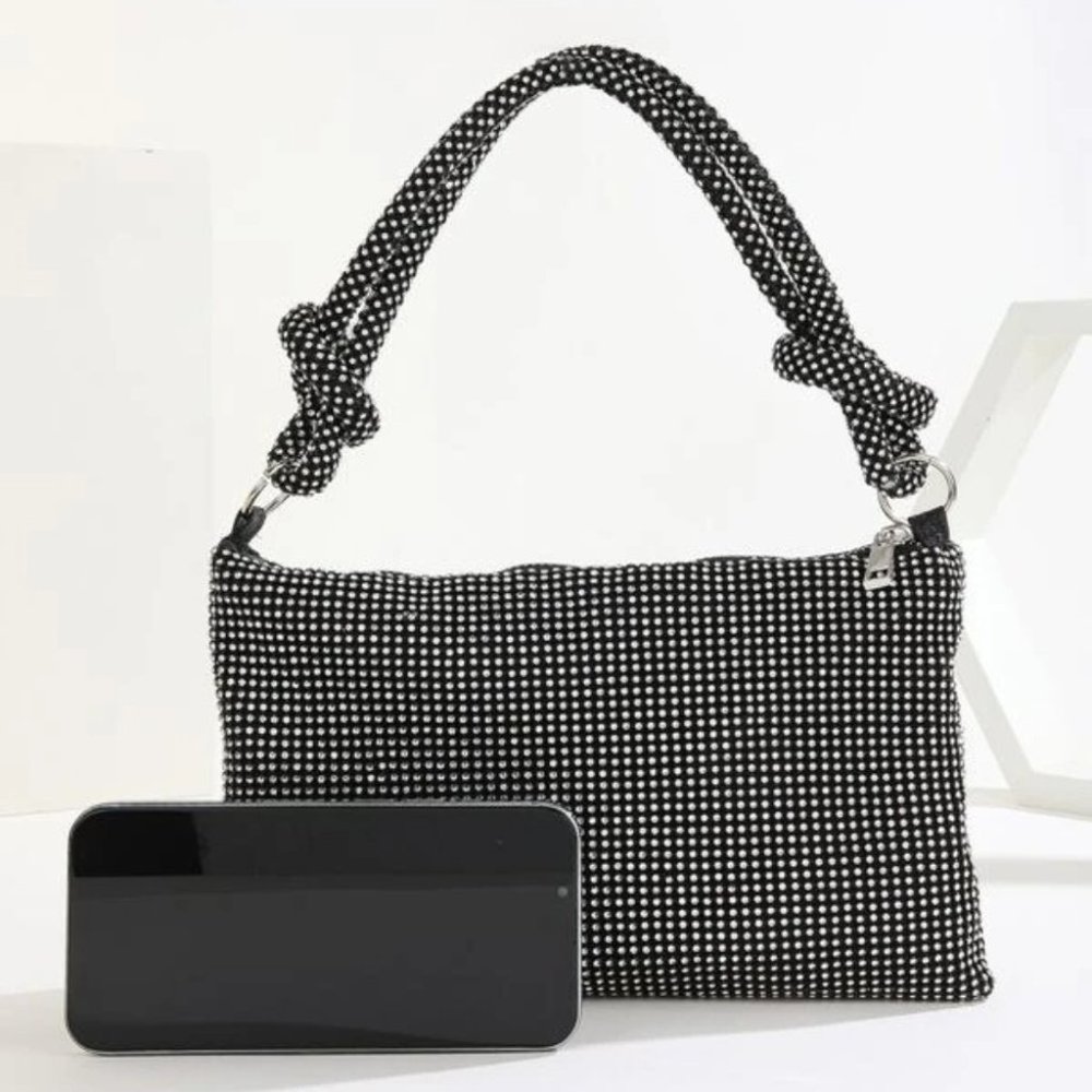 Rhinestone Decor Knot Detail Clutch Bag - Picture 3 of 8